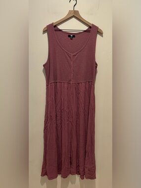 Frye Button Front Sleeveless Long Midi Dress in Mauve Dark Pink - Women’s XXL